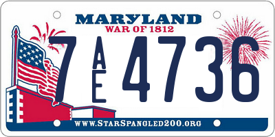 MD license plate 7AE4736