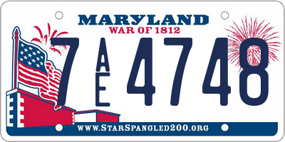 MD license plate 7AE4748