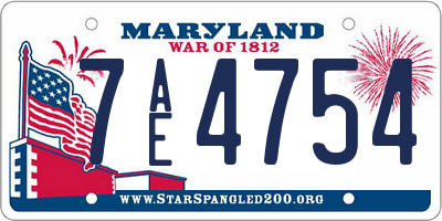 MD license plate 7AE4754