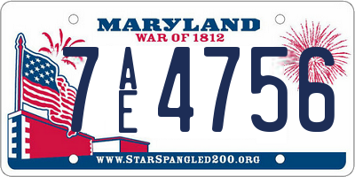 MD license plate 7AE4756