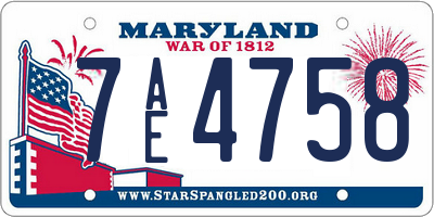 MD license plate 7AE4758
