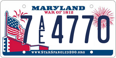 MD license plate 7AE4770