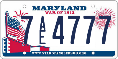MD license plate 7AE4777