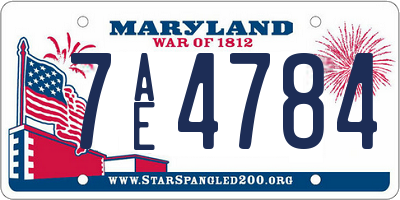 MD license plate 7AE4784