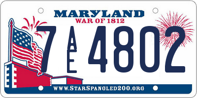 MD license plate 7AE4802