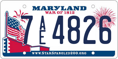 MD license plate 7AE4826