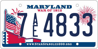 MD license plate 7AE4833