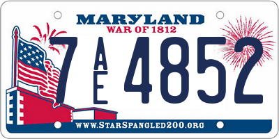 MD license plate 7AE4852