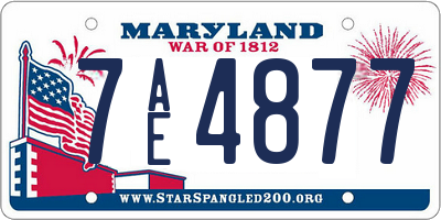 MD license plate 7AE4877