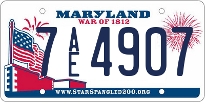 MD license plate 7AE4907