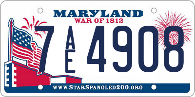 MD license plate 7AE4908