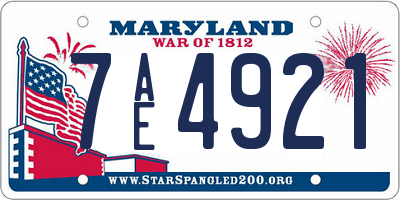 MD license plate 7AE4921