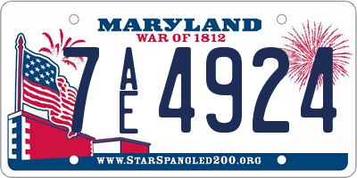 MD license plate 7AE4924