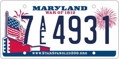 MD license plate 7AE4931