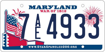 MD license plate 7AE4933