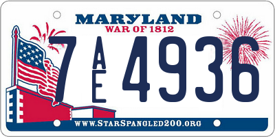MD license plate 7AE4936