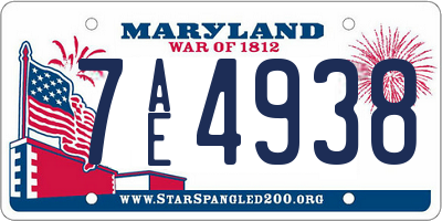 MD license plate 7AE4938