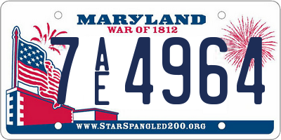 MD license plate 7AE4964