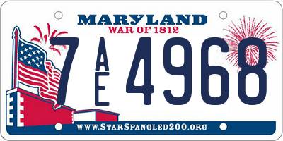 MD license plate 7AE4968