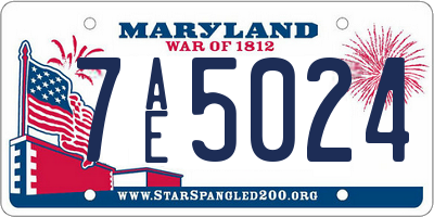 MD license plate 7AE5024