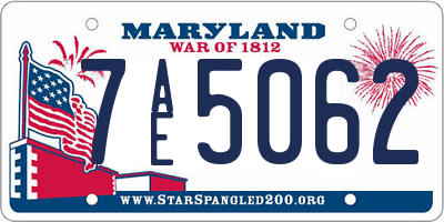 MD license plate 7AE5062