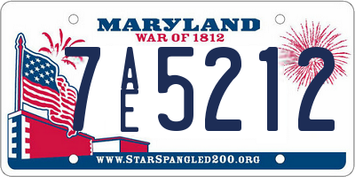 MD license plate 7AE5212