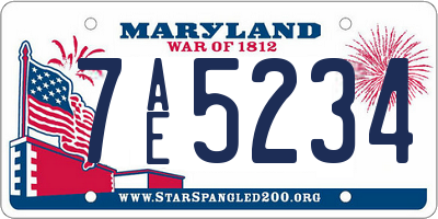 MD license plate 7AE5234