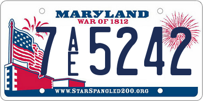 MD license plate 7AE5242