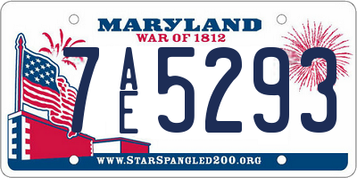 MD license plate 7AE5293