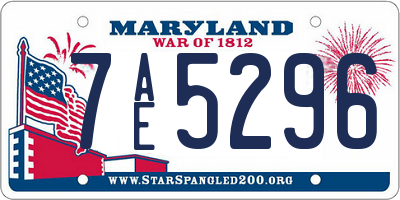 MD license plate 7AE5296