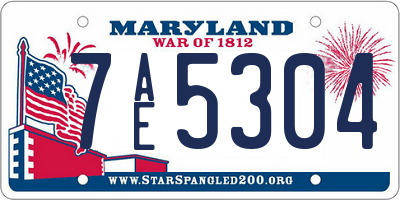 MD license plate 7AE5304