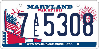 MD license plate 7AE5308