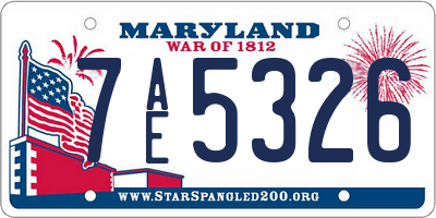 MD license plate 7AE5326