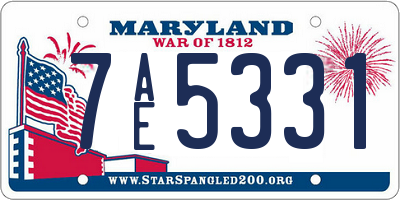 MD license plate 7AE5331
