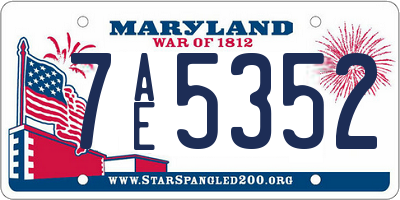 MD license plate 7AE5352