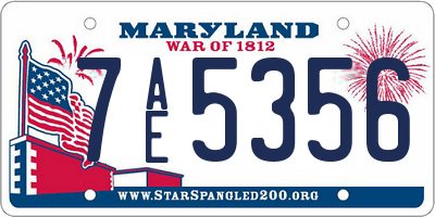 MD license plate 7AE5356