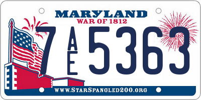 MD license plate 7AE5363