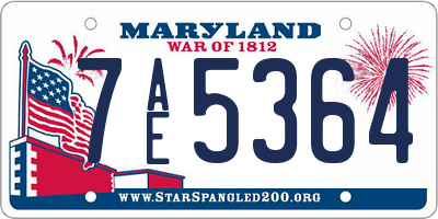 MD license plate 7AE5364