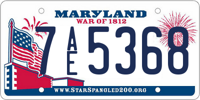 MD license plate 7AE5368