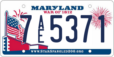 MD license plate 7AE5371