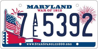 MD license plate 7AE5392