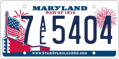 MD license plate 7AE5404