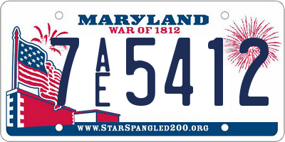 MD license plate 7AE5412