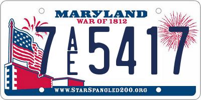 MD license plate 7AE5417
