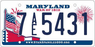 MD license plate 7AE5431