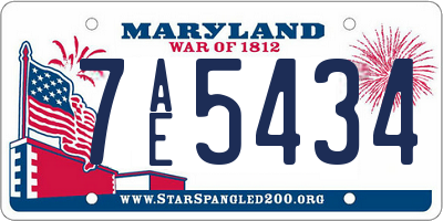 MD license plate 7AE5434