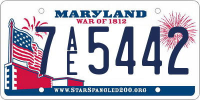 MD license plate 7AE5442