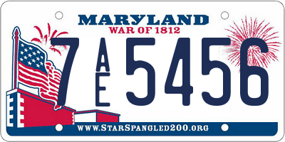 MD license plate 7AE5456