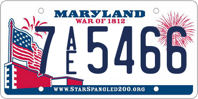MD license plate 7AE5466