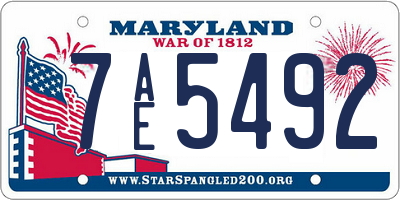 MD license plate 7AE5492
